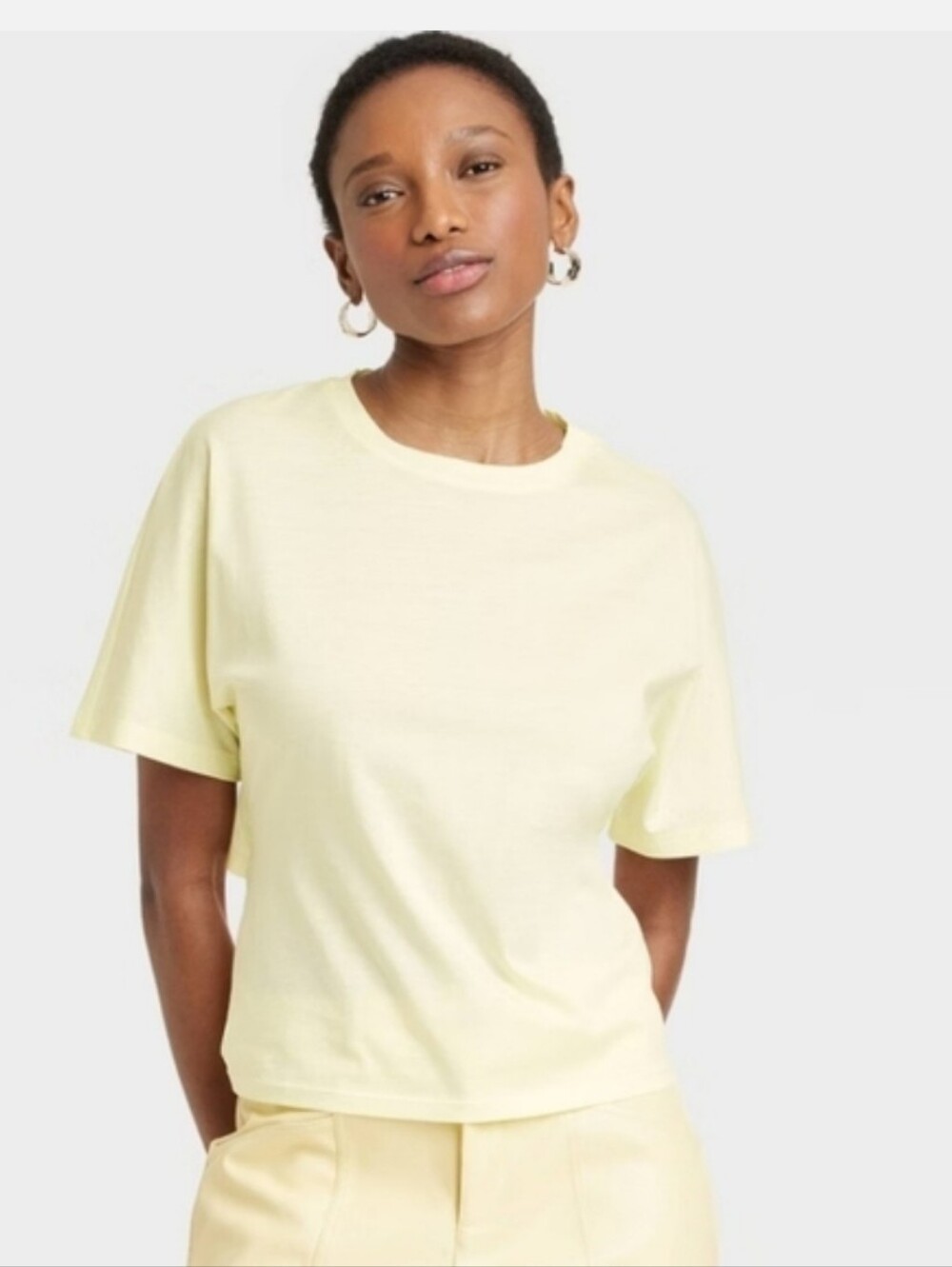 Women's Short Sleeve Bow T-Shirt - A New Day Yellow XL